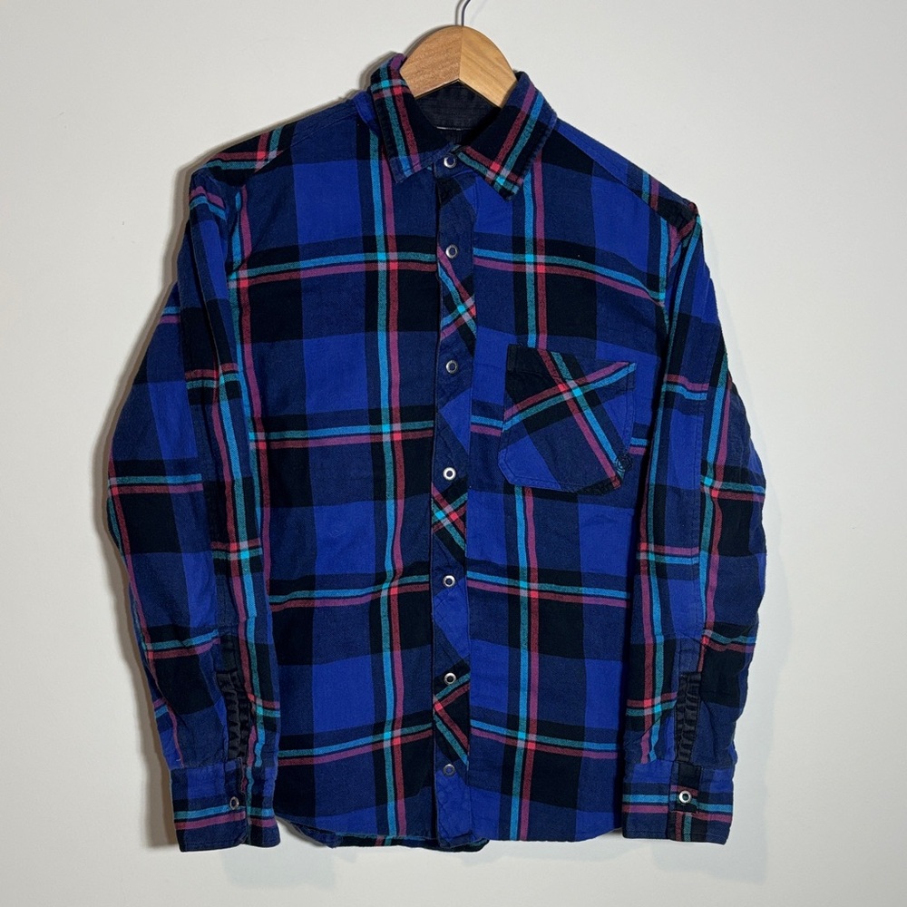 Vintage Element Snap Flannel Shirt Plaid Grunge Skater Large